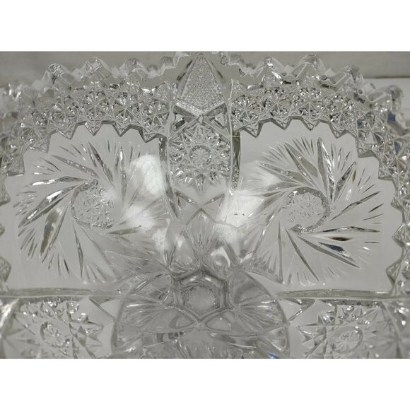 Vintage Imperial EAPG Compote Nuncut Swirl Tooth Edge Whirling Star Glass Dish - Picture 3 of 12